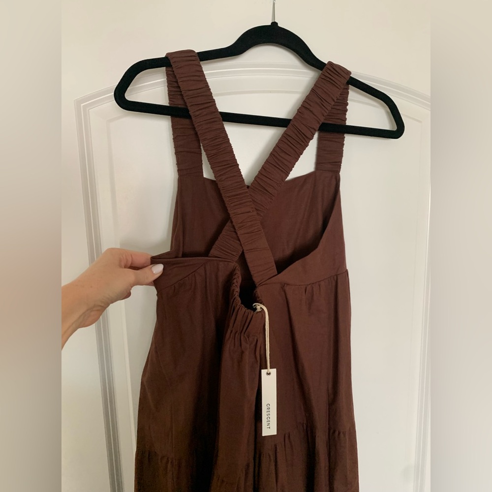 NWT Brown Maxi Dress with Cross Straps, Size Large
